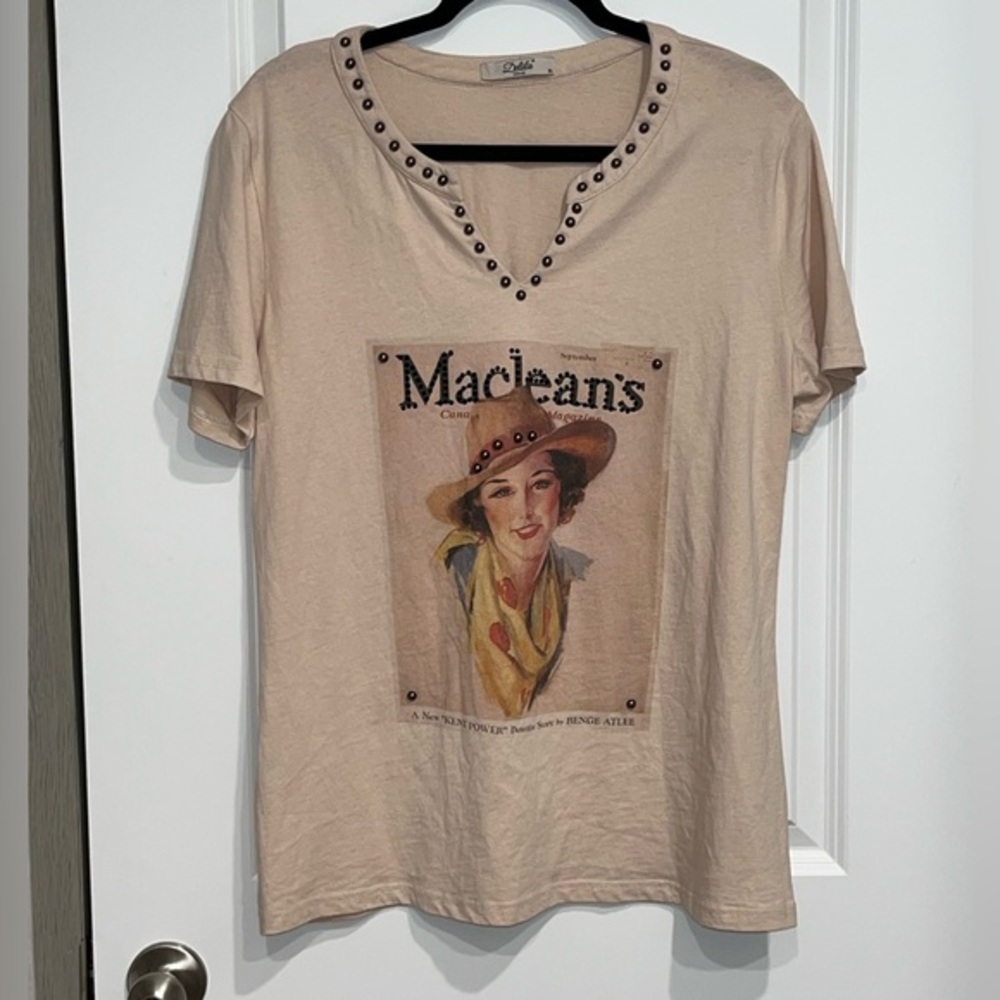 🖤 Delila Texas Cowgirl Western Pinup Studded Graphic Tee XL